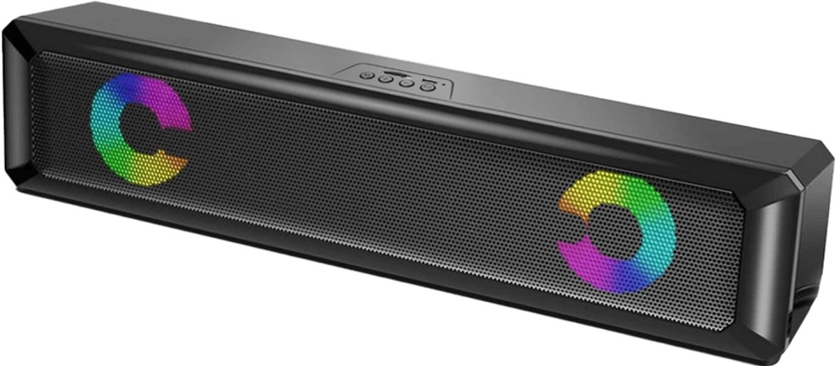 RAIDER RGB Soundbar PC Gaming Speaker - 3,5 jack aansluiting en USB - RGB LED-verlichting - Zwart