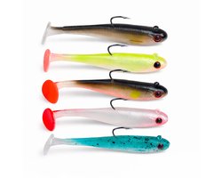 S&D | Softbait Set Jig / Shad – 5 stuks – 9cm / 12,5g – Loodkop met Haak – Roofvis Kunstaas Snoekbaars, Snoek & Baars
