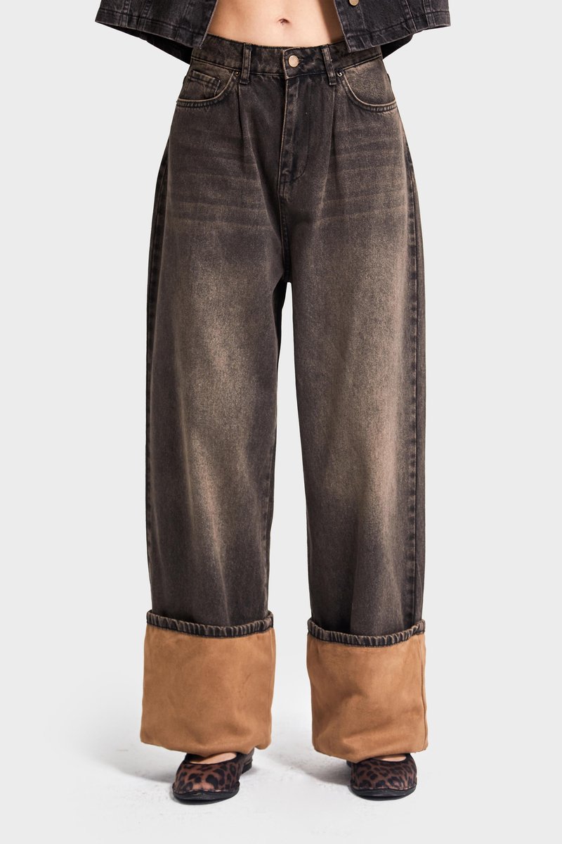 It's Basic - Baggy Mid Rise Jeans - Coffee