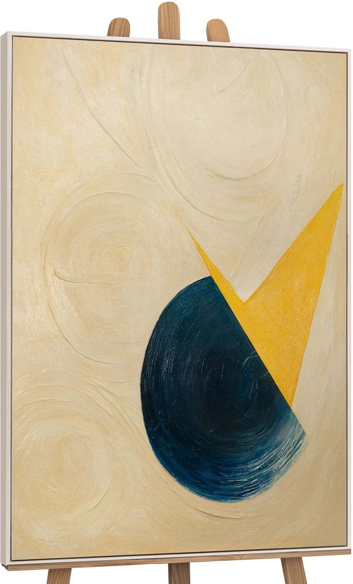 YS Canvas schilderij handgeschilderd horizon cut abstract – YS-Art Gallery – Luxe wanddecoratie voor woonkamer – Modern schilderij voor slaapkamer en hal Beige
