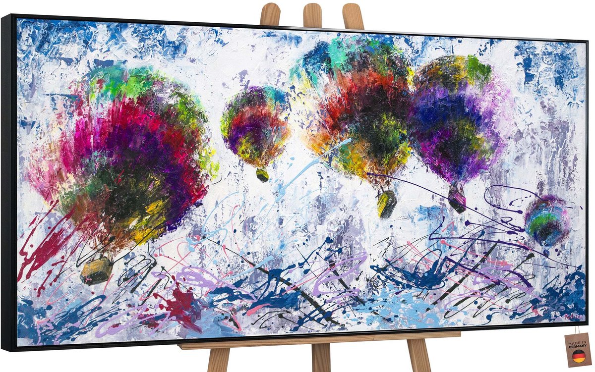 YS Schilderij Canvas schilderij groot handgeschilderd vrije vlucht vogels natuur Ð YS-Art Gallery Ð Luxe wanddecoratie voor woonkamer Ð Modern schilderij voor slaapkamer en kantoor Black 160x80