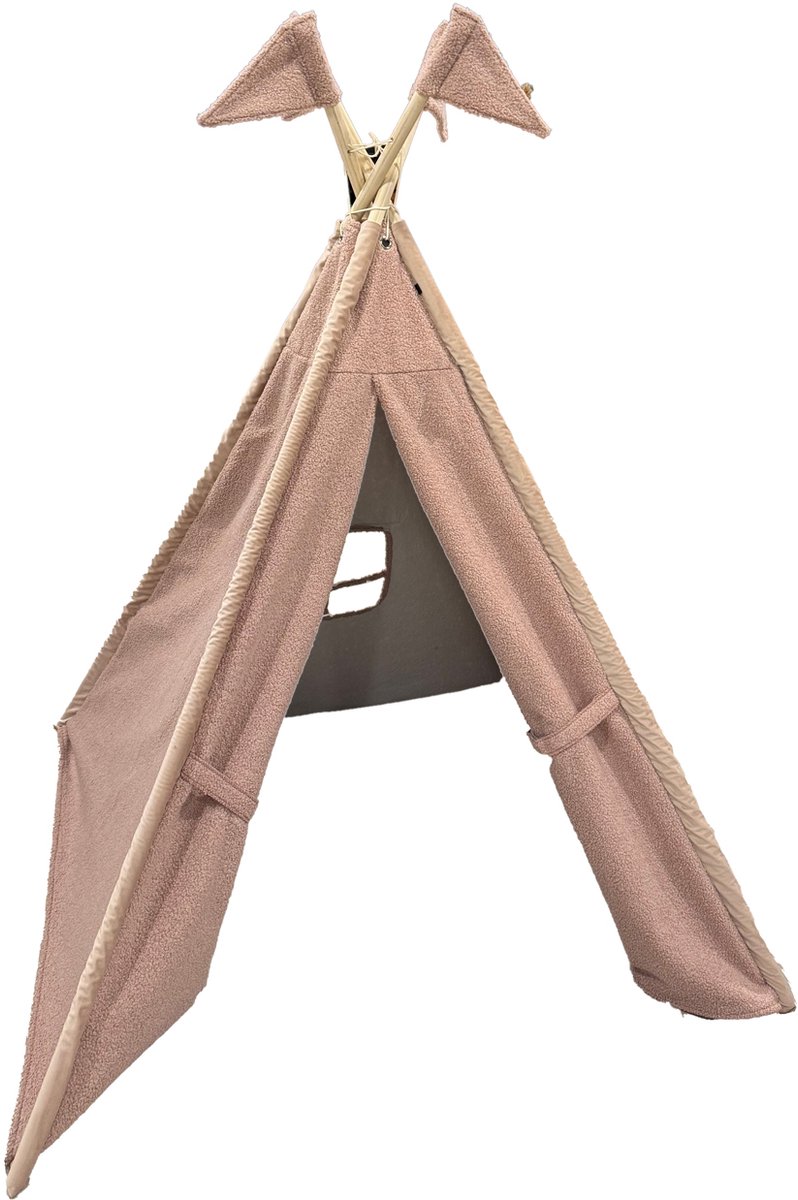 Overseas Tipi Tent Teddy met Vlaggetjes - Rose Dust - 140 x 112 cm