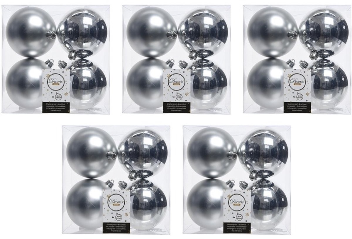 Decoris Kerstballen - 20x st - zilver - 10 cm - kunststof - kerstversiering