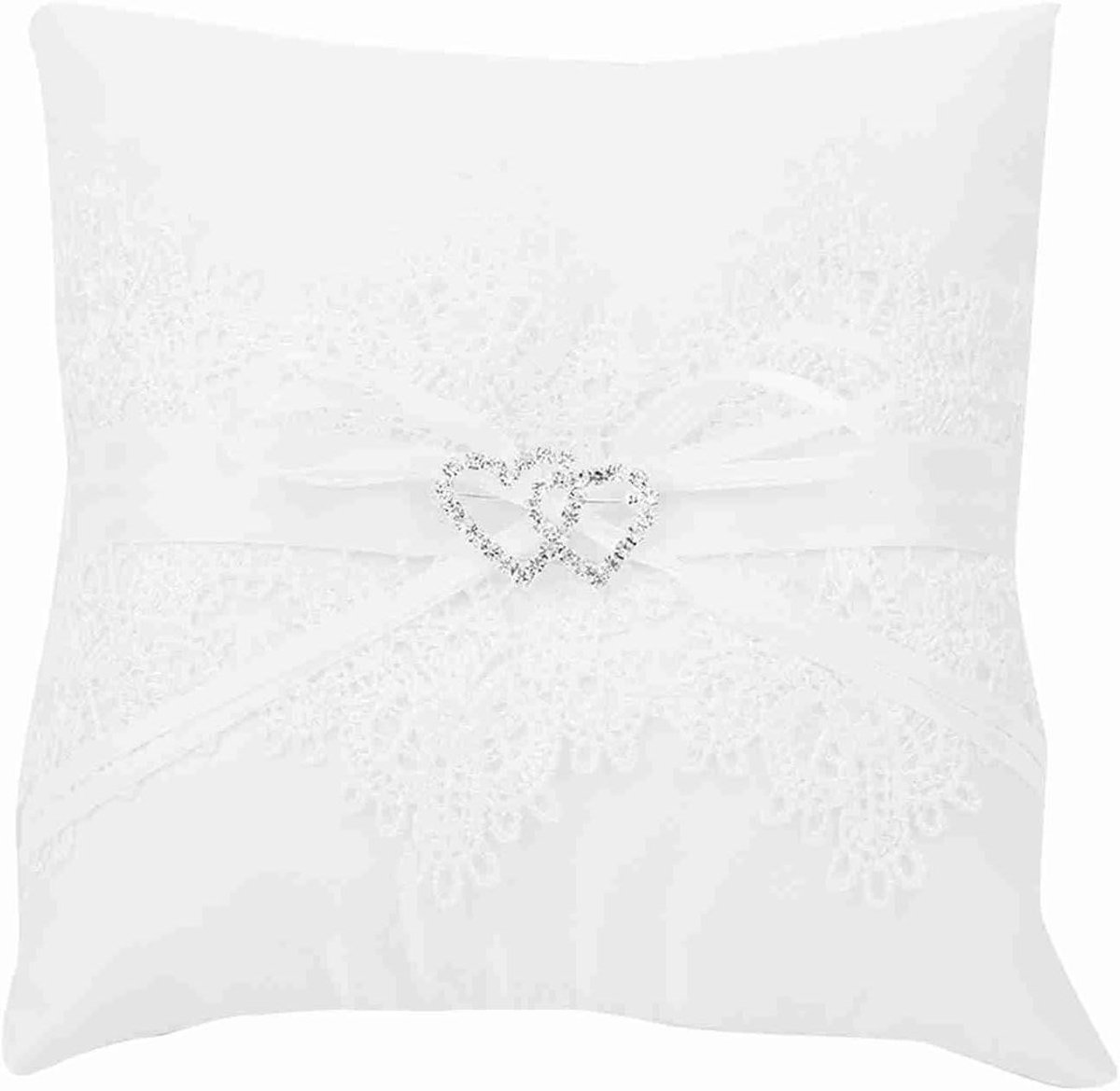 Jhubers Goods - Bruiloft Ring Kussen - Bloemen Mand Kussen - Parel Kussen - Draperie Satijn - Strand Bruiloft Partij Ceremonie - Gesimuleerde plantendecoratie