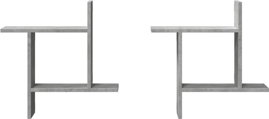vidaXL - Étagères murales - 2 - pcs - 50x12x50 - cm - décoré - bois - gris béton