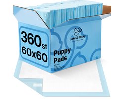 Jake and Jacky Puppy Training Pads met Plakstrip 360 stuks - Zindelijkheidstraining Hond - Plasmatjes hond - Hondentoilet - Plasdoeken - Puppydoeken - Puppy Matjes 60 x 60 cm
