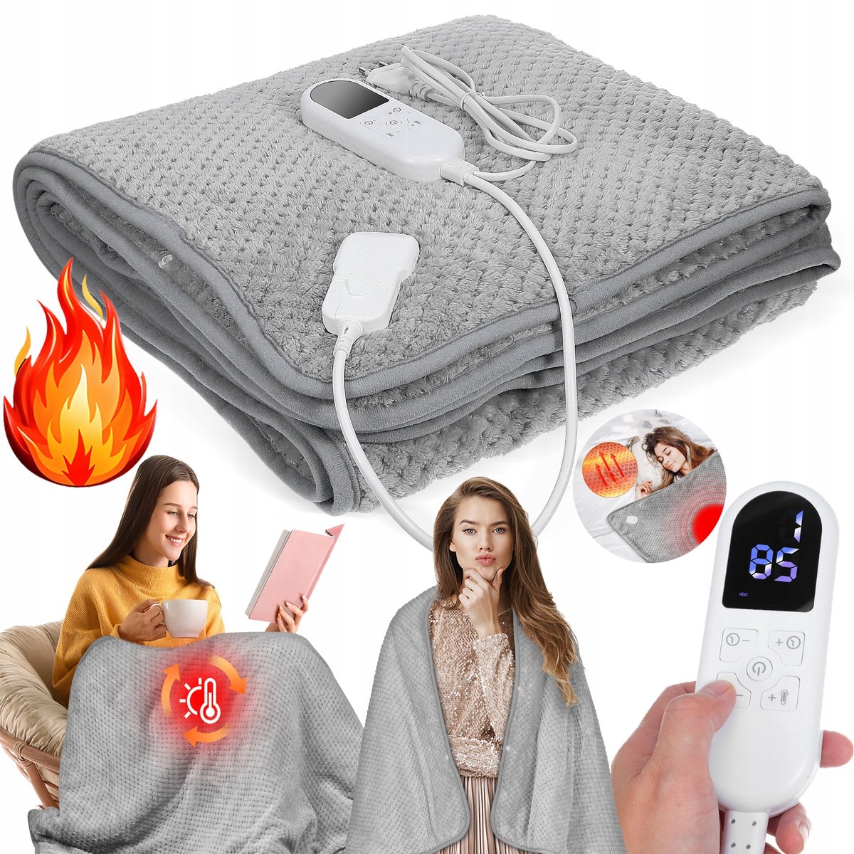 Grote Elektrische Deken met Afstandsbediening en Timer 150x80 cm - Product - €49,99