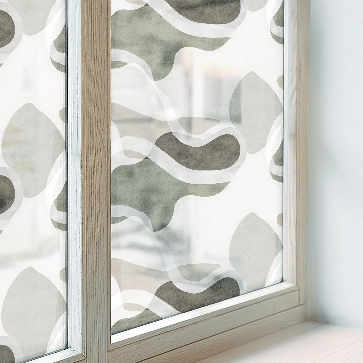 Coloray Privacy Folie Raam - Organisch patroon Anti inkijk Folie - 50x100 cm - Wit Privacy Folie Raam - Raamfolie Tegen inkijk Glas in Lood - Voor de woonkamer, slaapkamer en kantoor - Raamfolie Zonwering