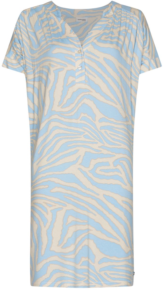Pastunette Premium - Nachthemd - Skyway - Ecovero Viscose- Blauw/Ecru