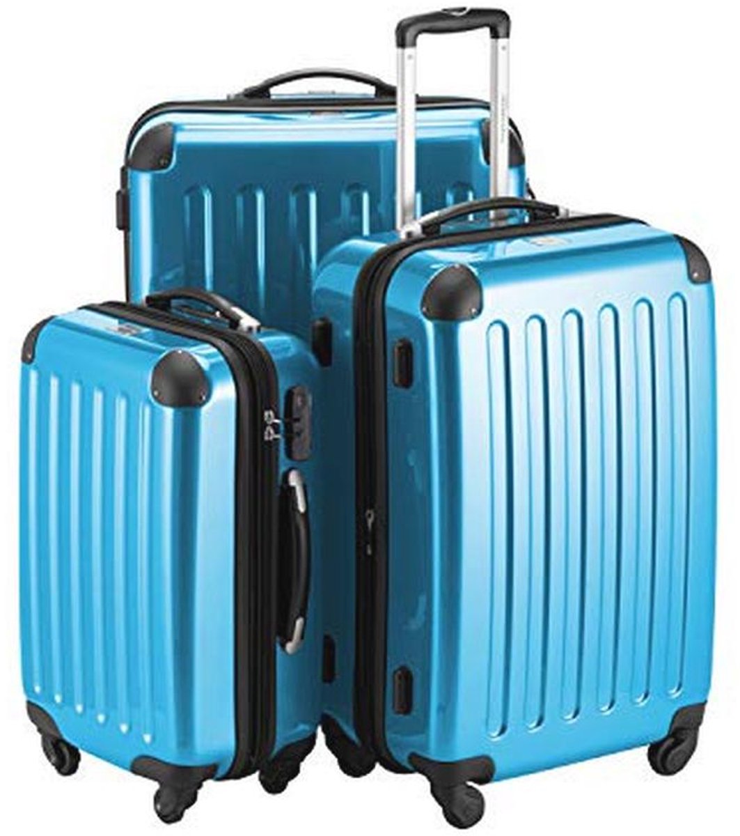 Lichtgewicht Harde Koffer Set met 4 Wielen in Blauw - Perfect voor Handbagage