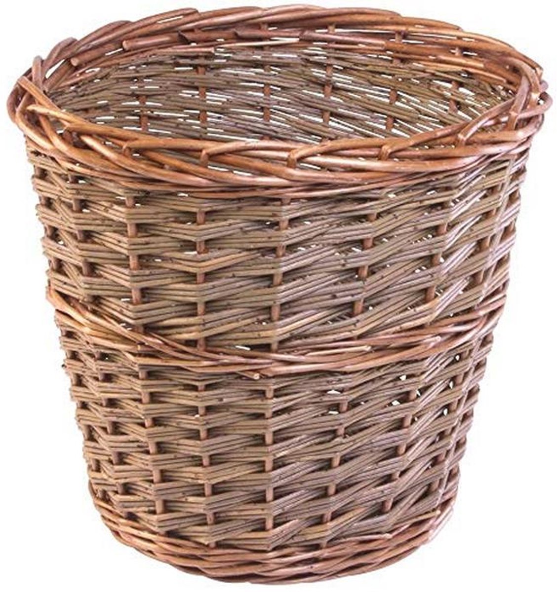 Kleine ronde rieten prullenbak voor papierafval in bruin
