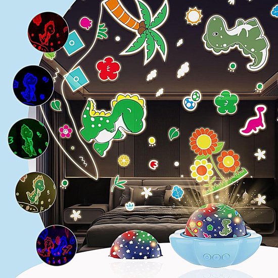 Kinder Nachtlamp Projector - Dinosaurus Projectielamp - Slaapkamer Sfeer - Dubbele Thema Kappen - 12 x 18 x 12 cm van kinder — afbeelding 4