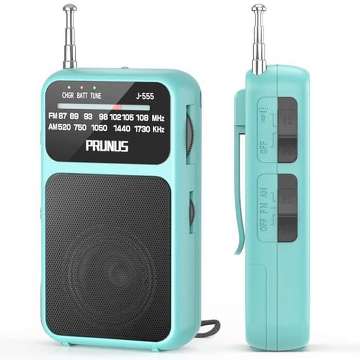 Kleine Draagbare Radio met Oplaadbare 800mAh Batterij - Blauw