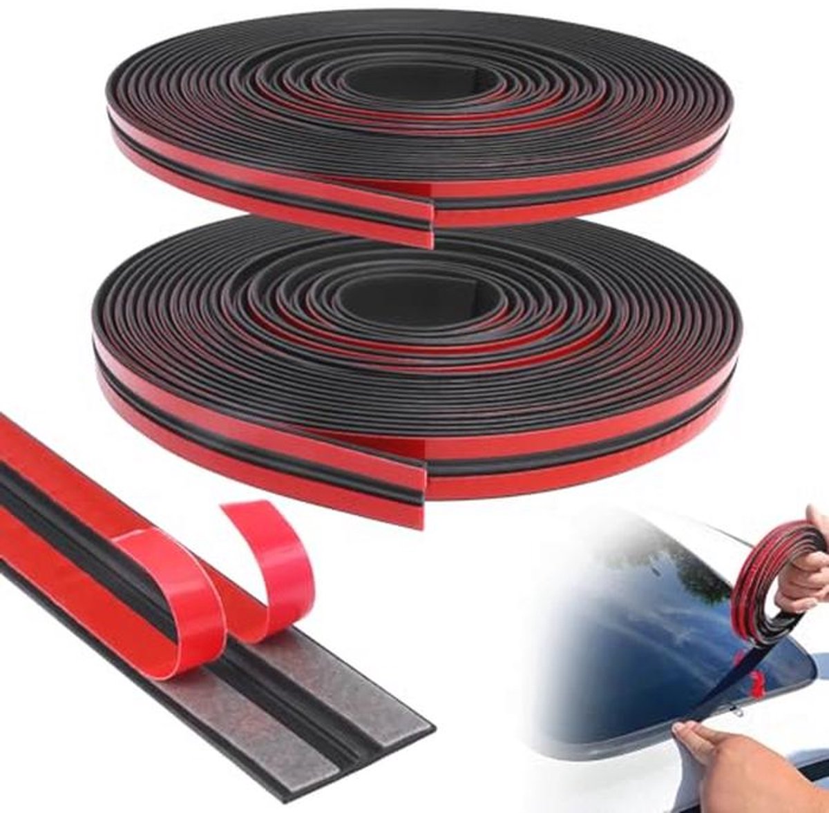 T-vormige rubberen afdichtstrip voor auto's - Voorruit- en deurafdichting, 14 mm + 19 mm, 4 m