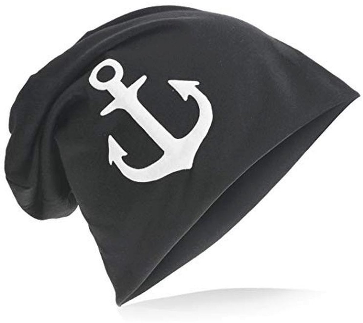 Trendy Slouch Beanie met Anker Motief voor Unisex in Zwart