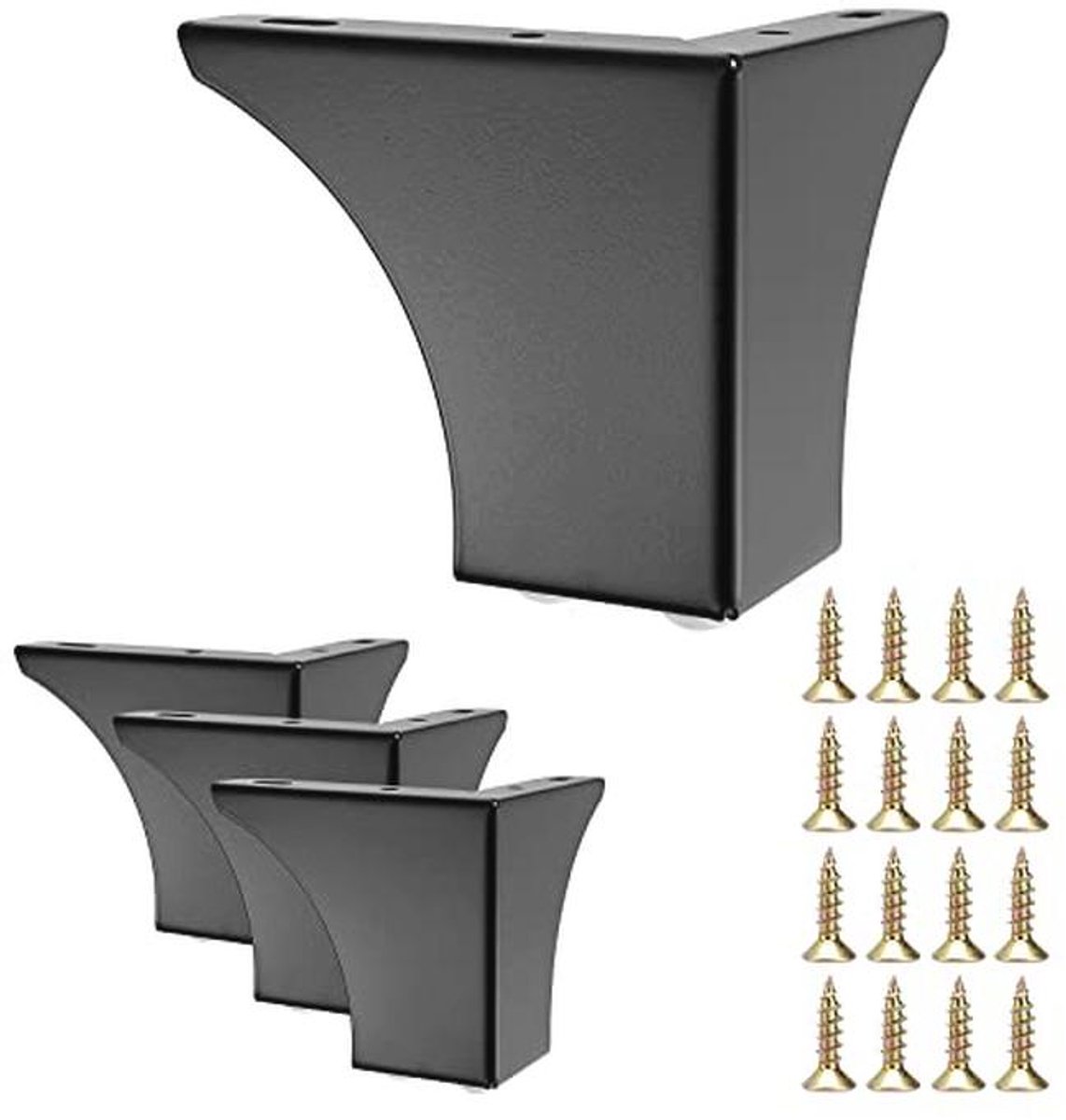 Meubelpoten 10 cm van staal - Set van 4 voor tafels en stoelen - Eenvoudige montage met schroeven