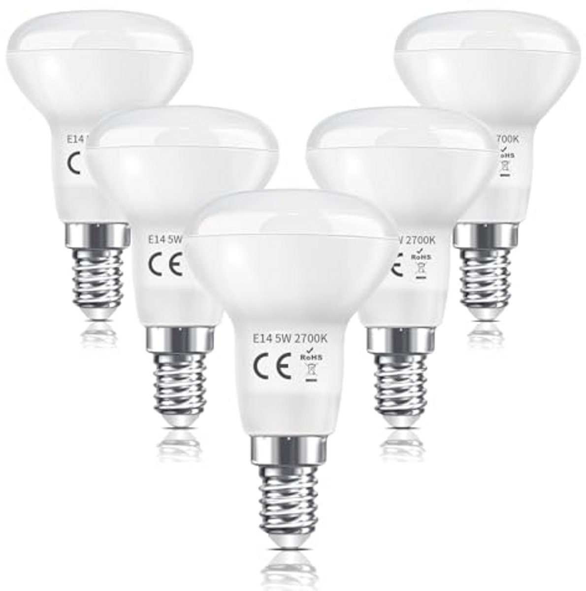 E14 R50 LED-lampen 5W Warm Wit - 5 Stuks Reflectorlampen voor Binnen