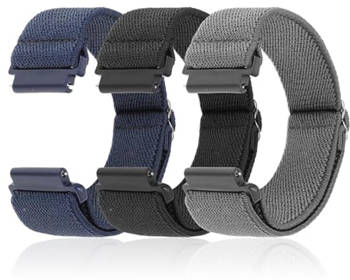 3 Stuks Elastische Smartwatch Band - Vervangbare 20mm Nylon Sportbanden