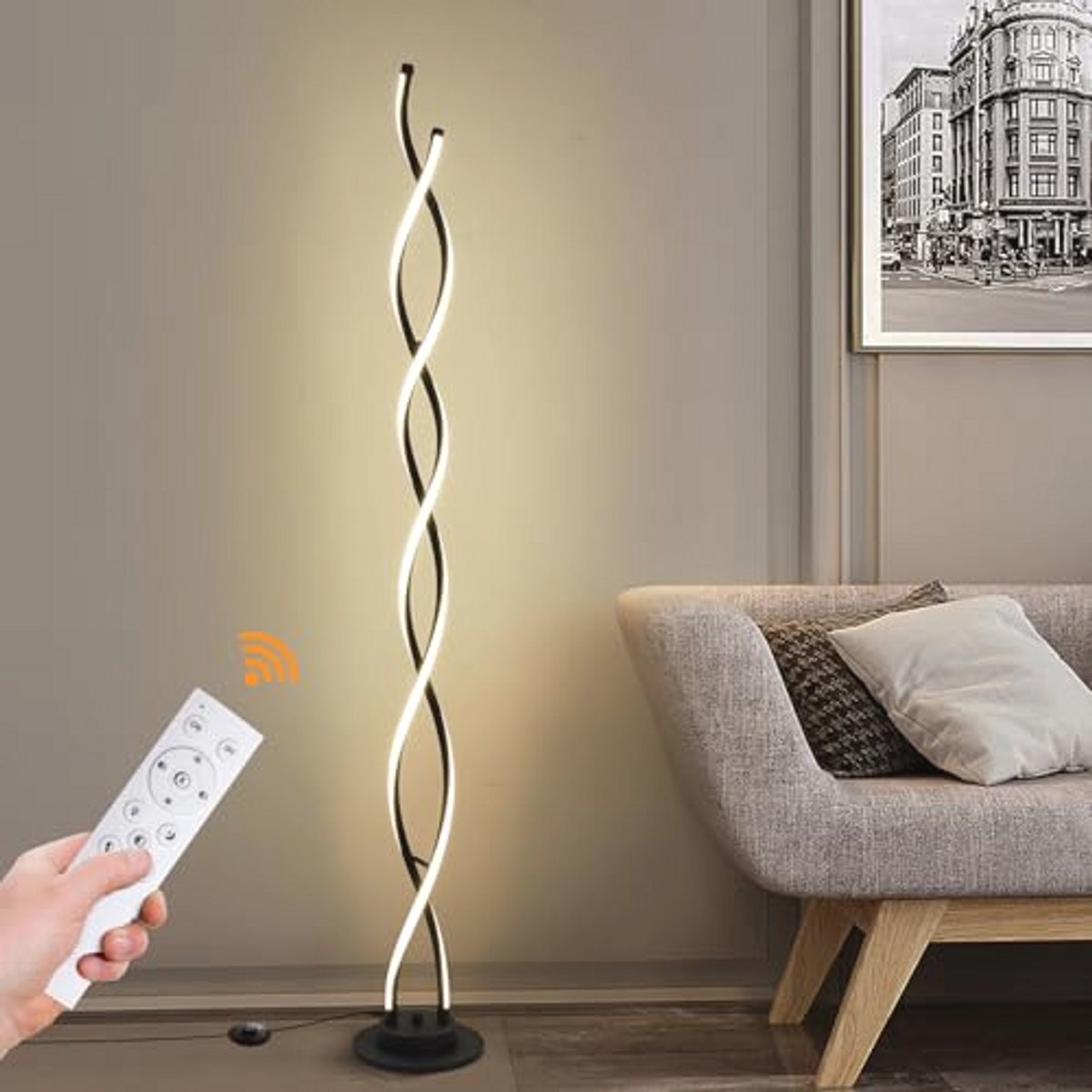Dimbare led-vloerlamp met 3 kleurtemperaturen en 5 helderheidsniveaus voor woonkamer en sl