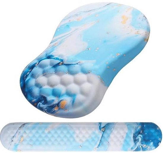 Giecy Muismat met gelkussen, muismat met handsteun, ergonomische, comfortabele computer-polssteun, muis voor laptop, gaming, muismat met antislip PU-onderkant (Gouden drijfzand marmer