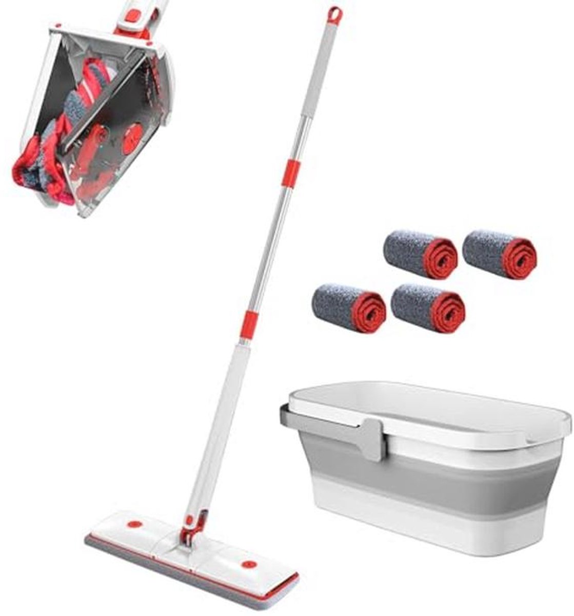 360° Reinigingsmop Set voor Vloer - Handloze Dweil met Microvezel Pads