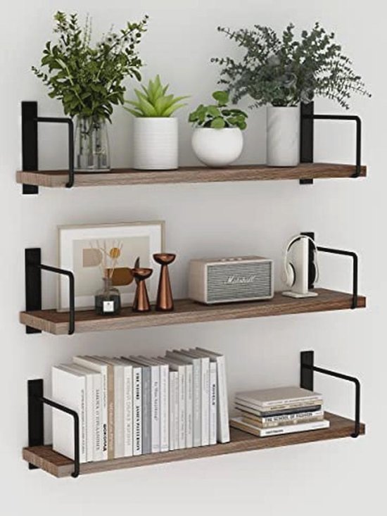 Metalen wandplanken set van 3 zwevende planken - industriële stijl - decoratie