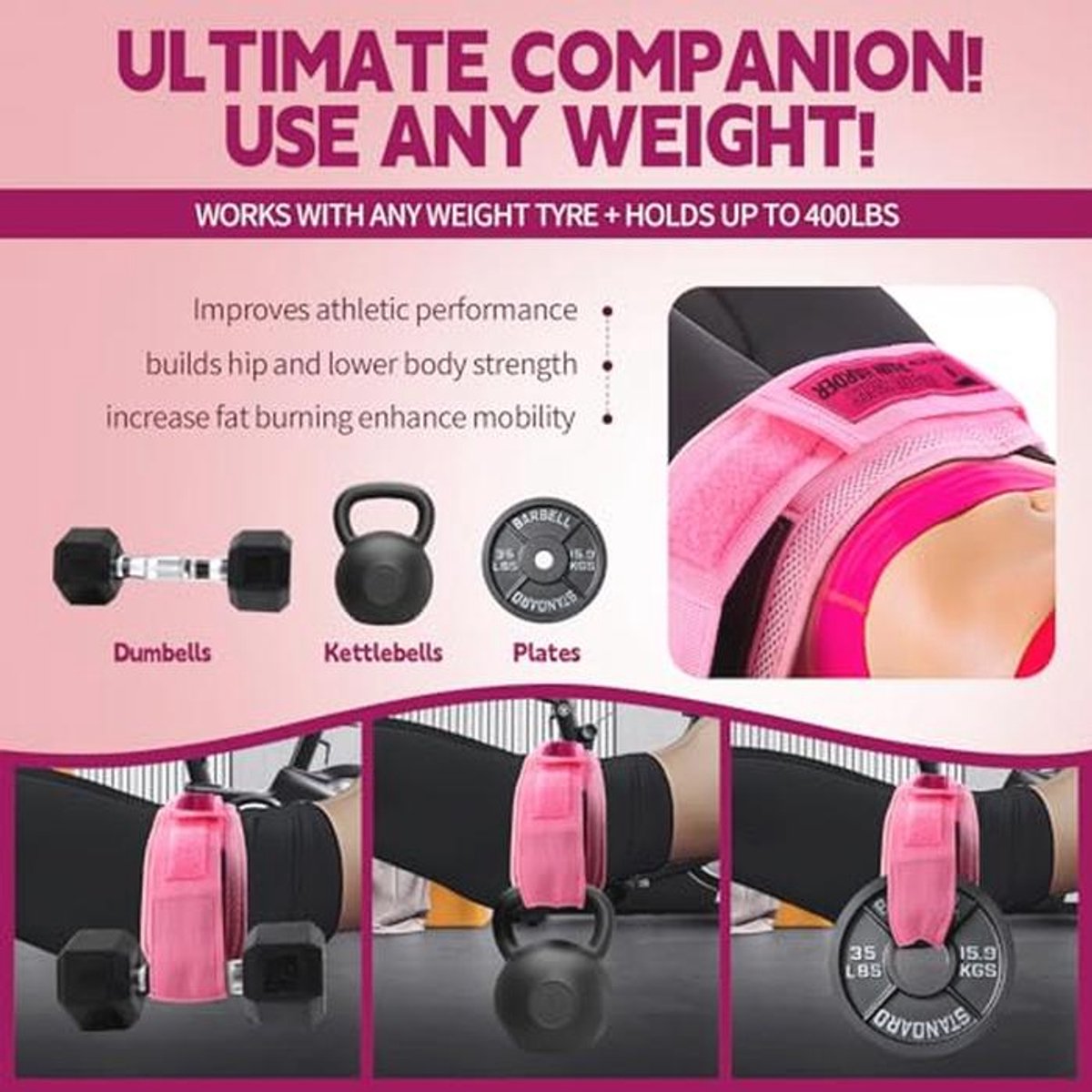 Heupgordel Gym Heupgordel voor Booty Workouts en Glute - afbeelding 3