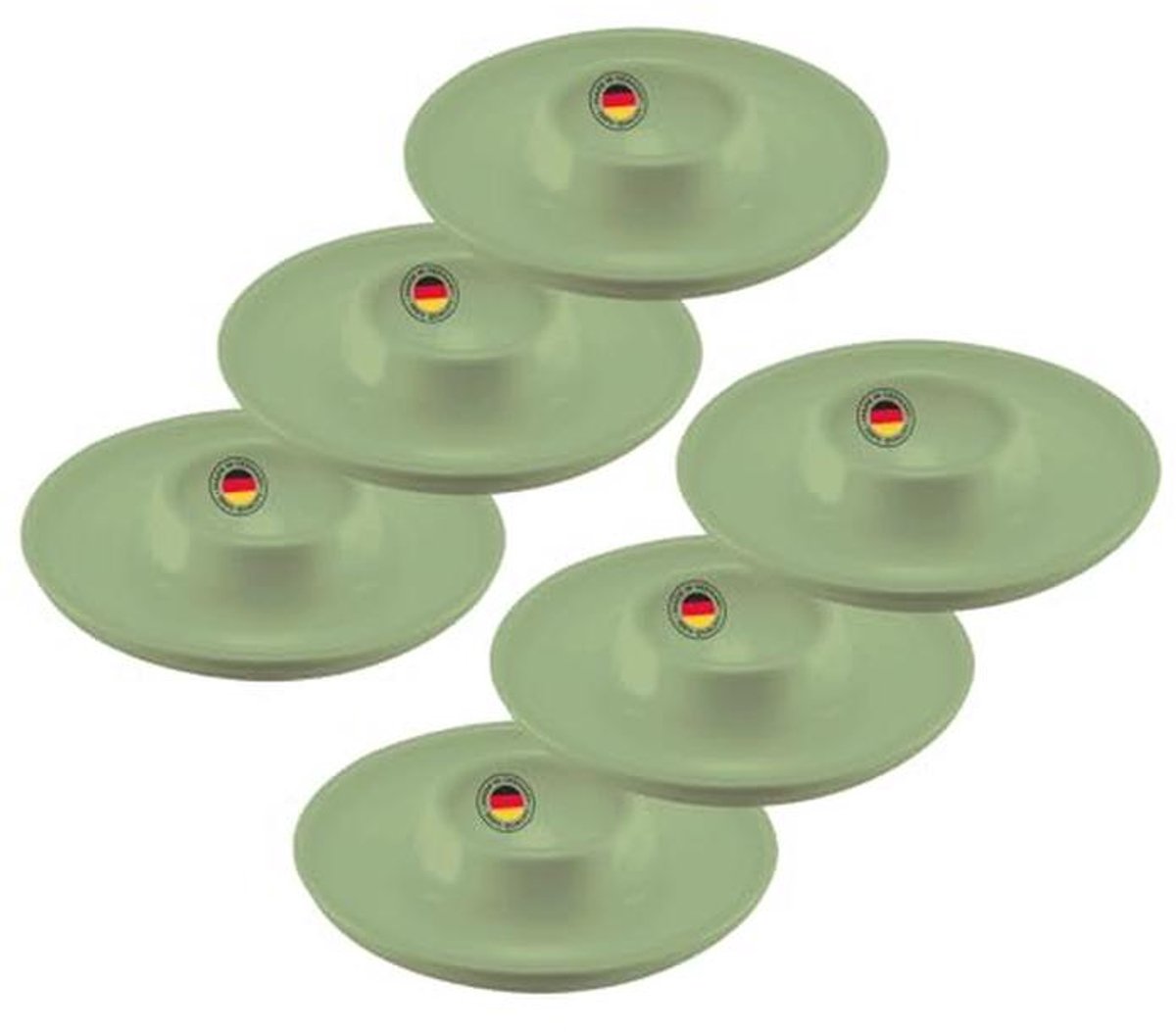 Eierdopjes en Eierlepels Set - 6 Stuks Rond - Hoogwaardig Kunststof - Mintgroen