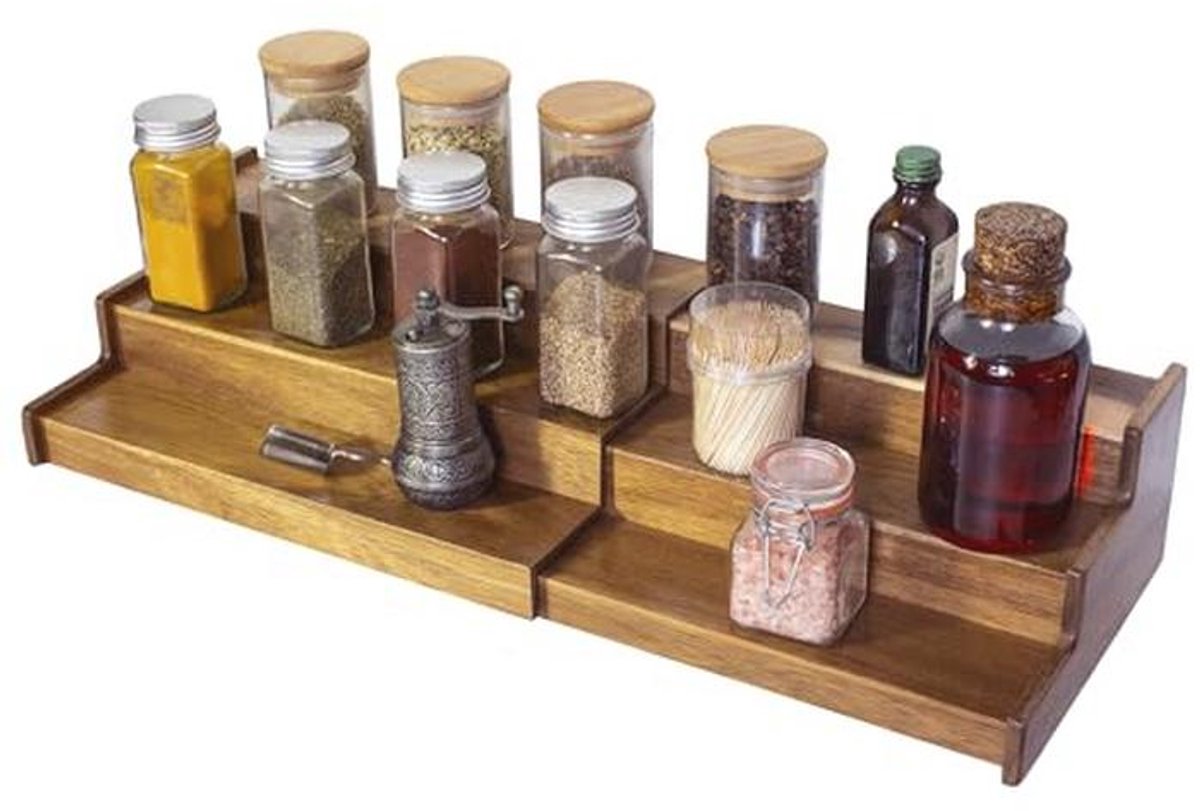 3 Laags Houten Kruidenrek voor Keuken - Spice Organizer voor Kast