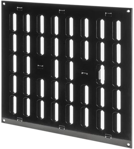 Zwart rechthoekig ventilatierooster, perfect voor kasten kasten
