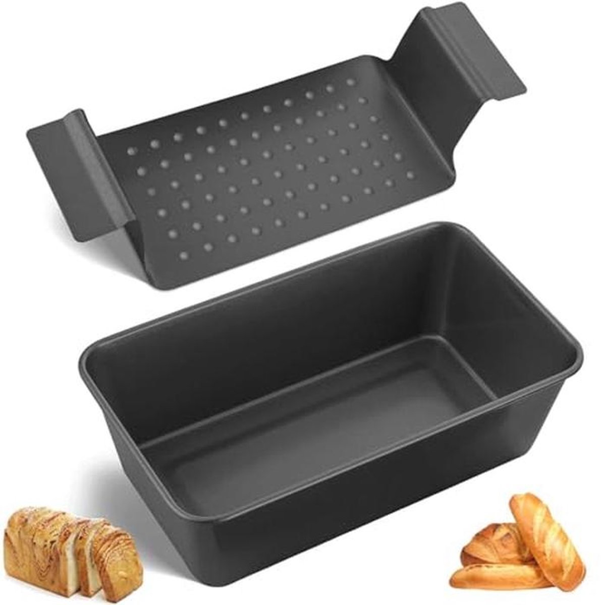 Rechthoekige broodbakvorm 24 x 14 x 6,5 cm - 2 stuks voor bakliefhebbers