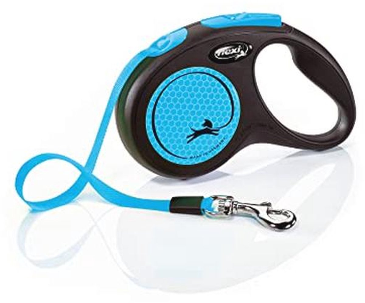 Flexi Nieuw NEON Neon Tape Leash BLAUW/KLEIN