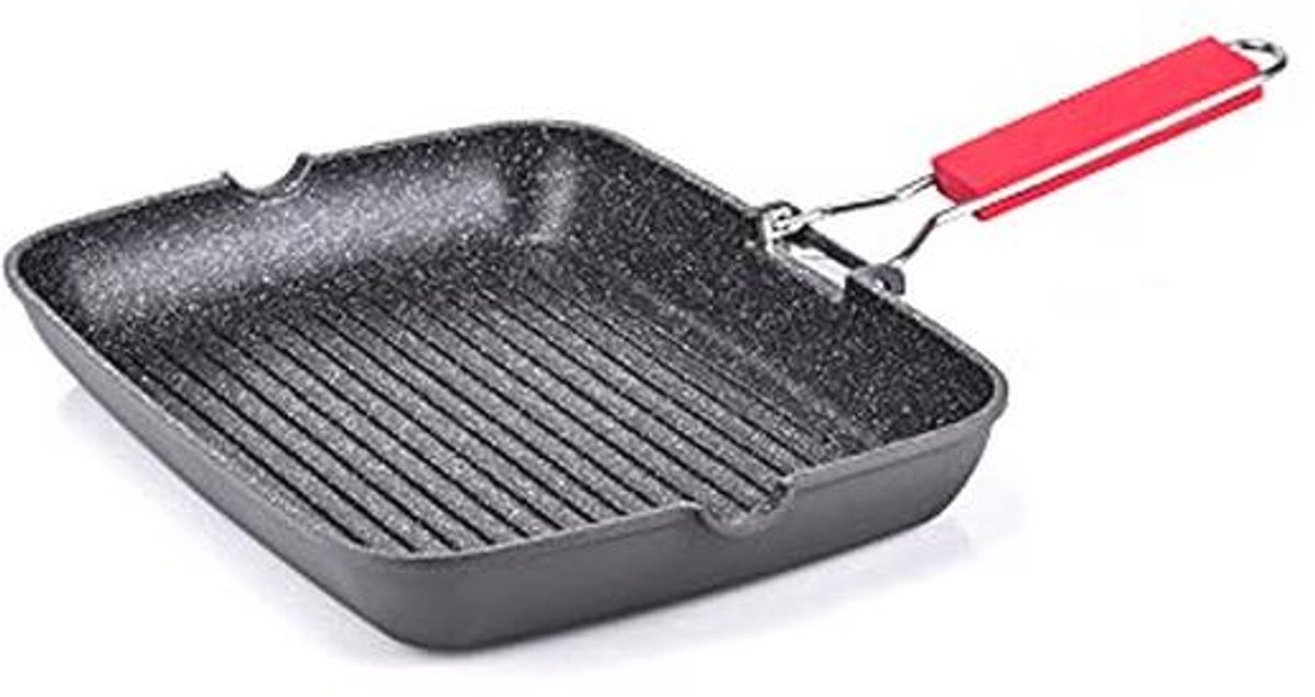 Grillpan 24 x 34 cm met Klapgreep en Inductiebodem