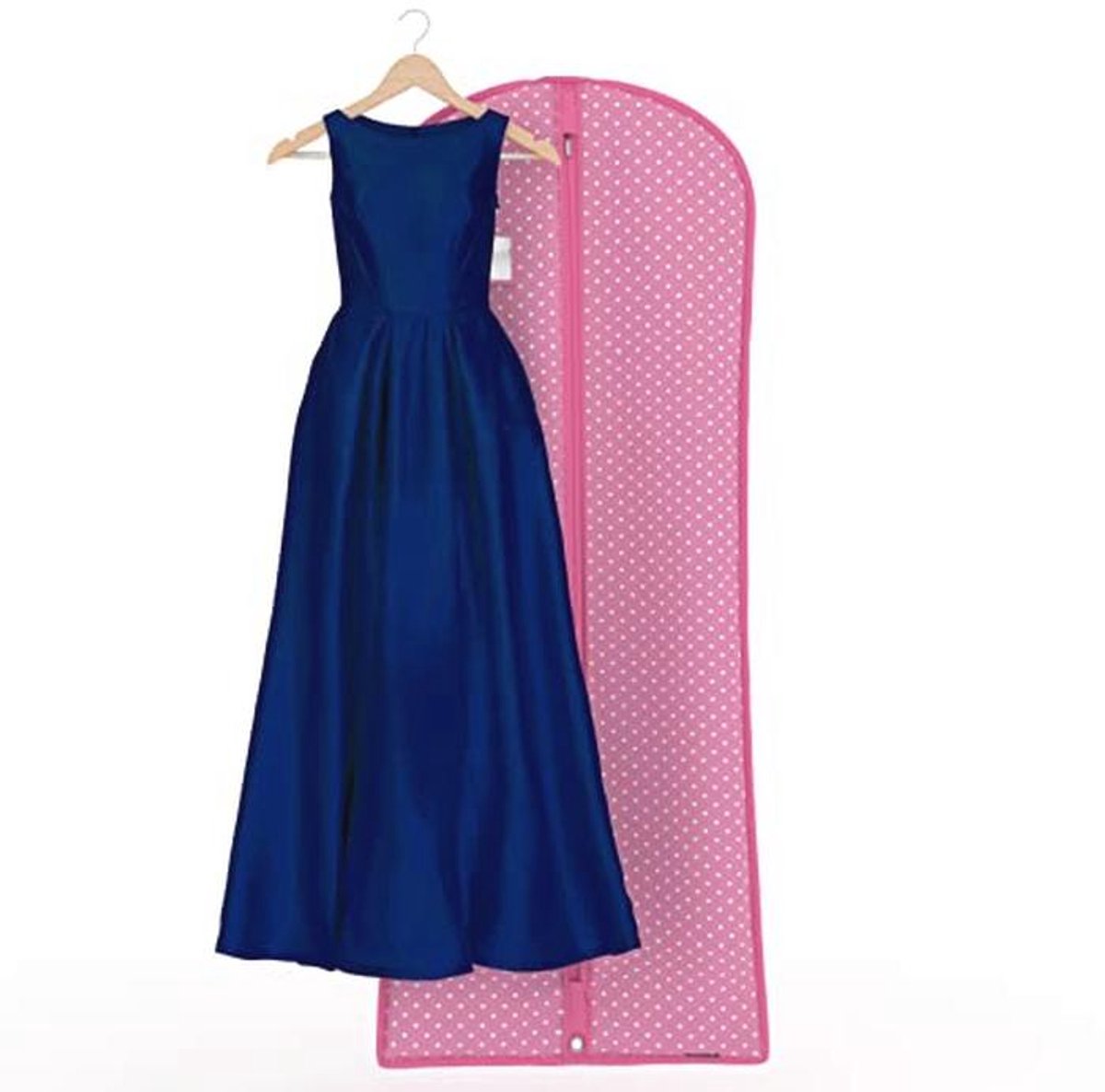 Ademende Kledingbeschermhoes 152 cm Roze Wit Gestippeld