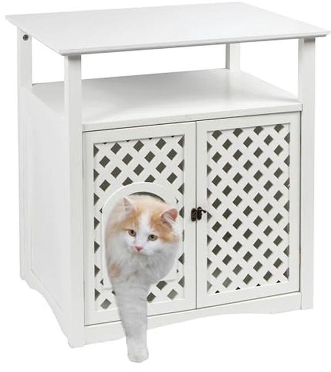 Kattenkast Helena voor Kattentoilet of Slaapholte - 64x46x65 cm - Wit