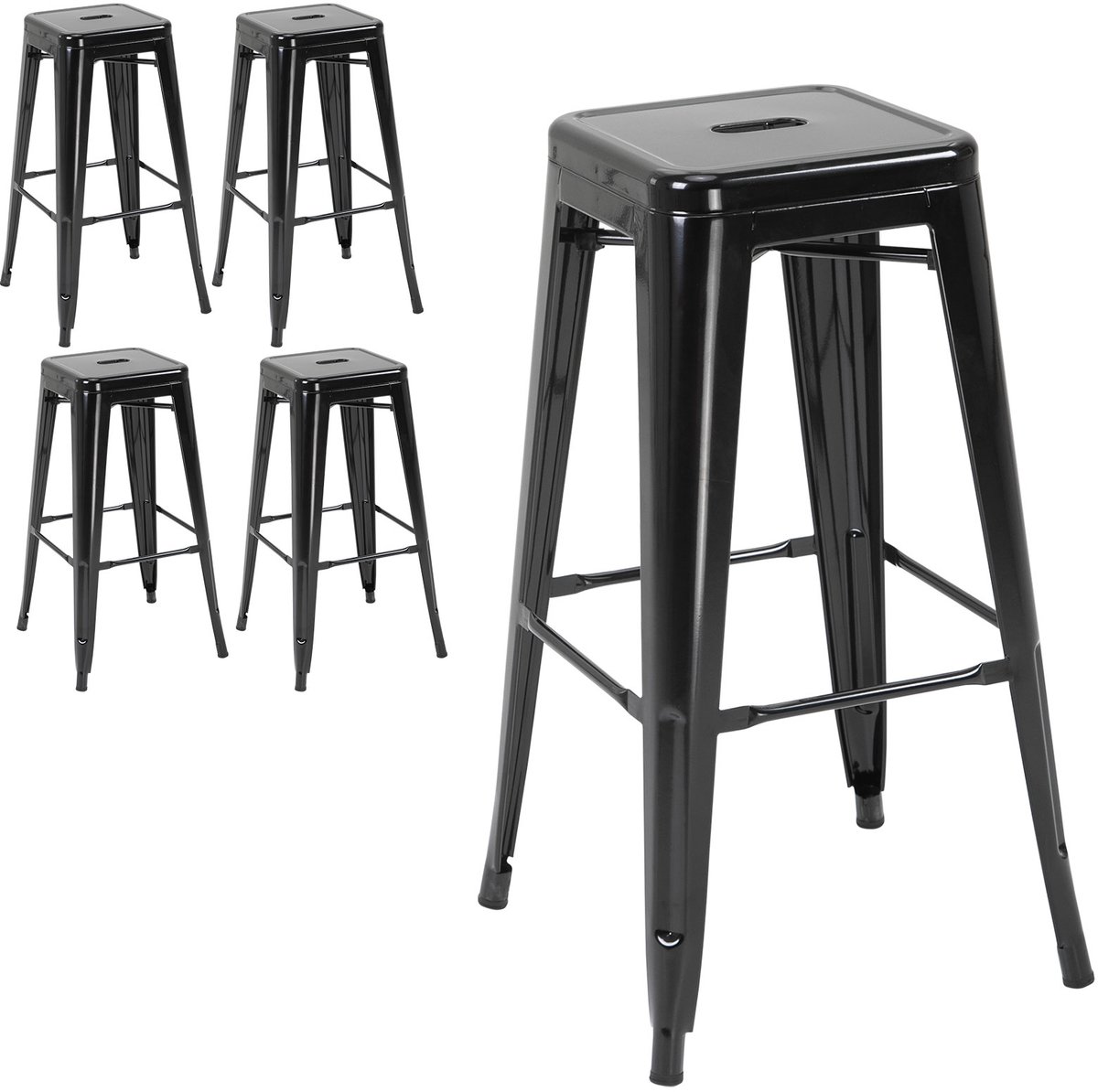 HOMCOM Barkruk Metaal 43L x 43B x 76H cm Zwart