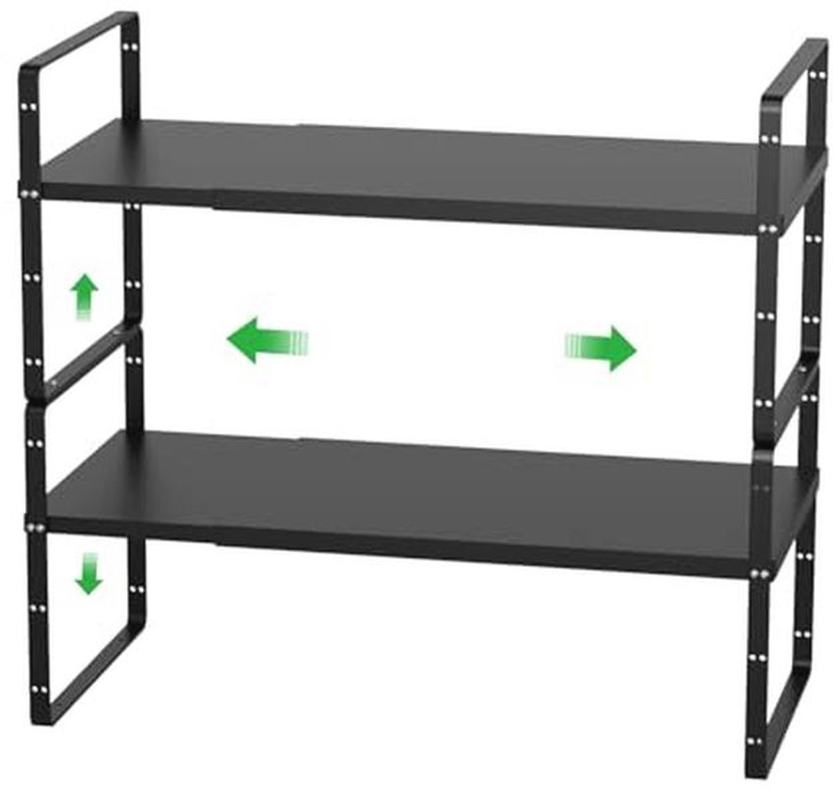 Stapelbare kast plank organizer voor keuken aanrecht - 7,8 inch zwart - Set van 2
