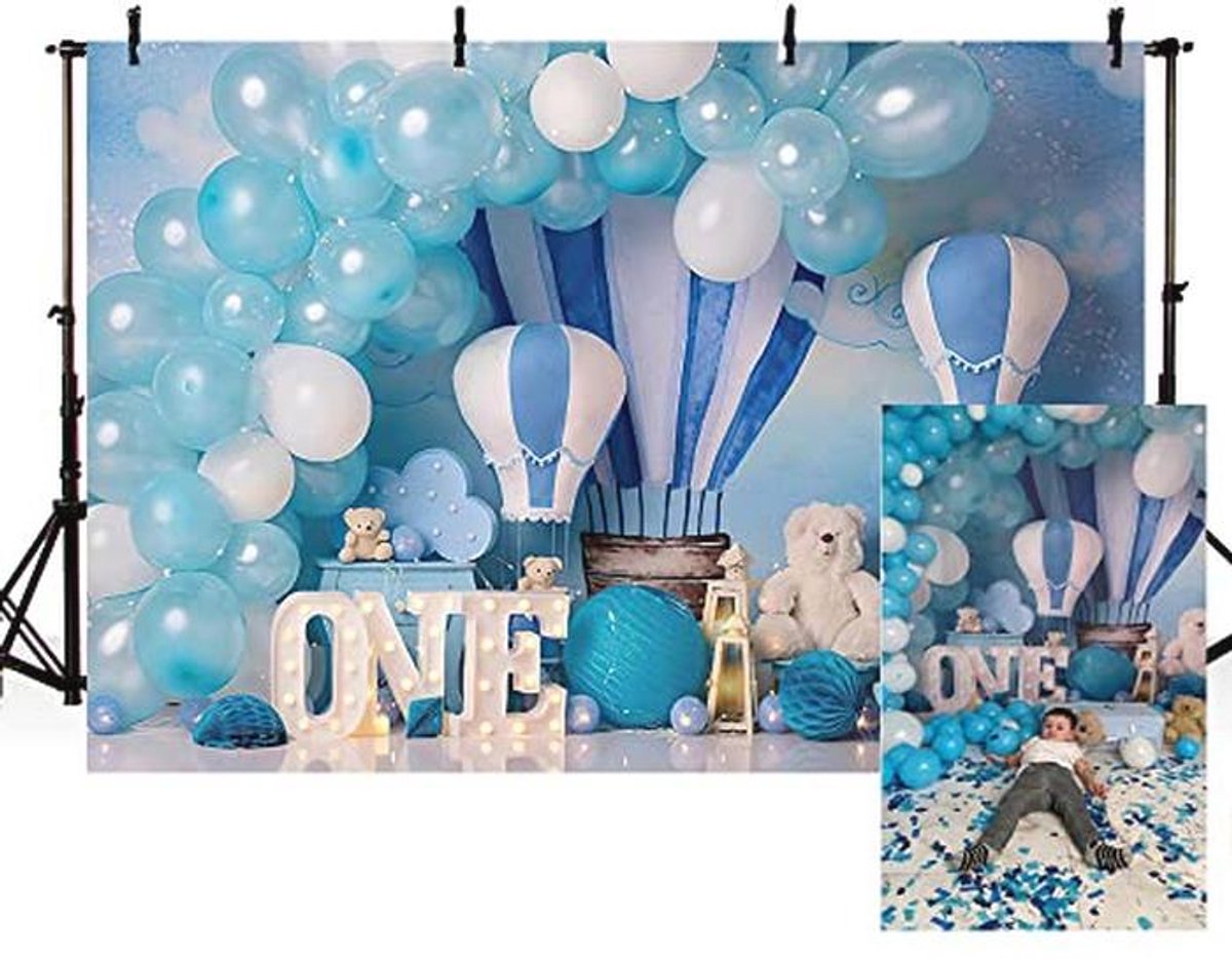 Blauwe Fotografie Achtergrond voor Verjaardagsfeestje en Babyshower - 7x5ft
