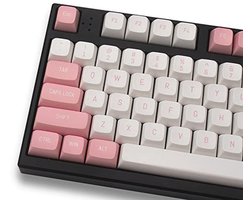 Double Shot Keycaps 150 Keys MSA Profile ISO/ANSI Layout Pink and White Keycap Set for Cherry MX Switches Mechanical Gaming Keyboard