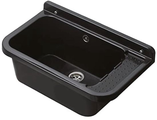 Negrari Wastafel 9002KR van hars, zuurbestendig, meubels van vochtbestendig pvc, binnen/buiten, L50 x P60 x H84, eiken