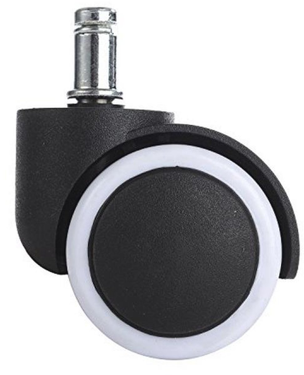 Draaistoelwielen voor Harde Vloeren - 5 Stuks, 10 mm/50 mm, Zwart-Wit
