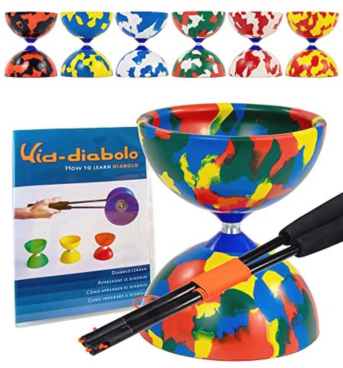 Professionele Diabolo Jongleerset met Vaste As en Glazen Handstaven - Inclusief Online Leervideo