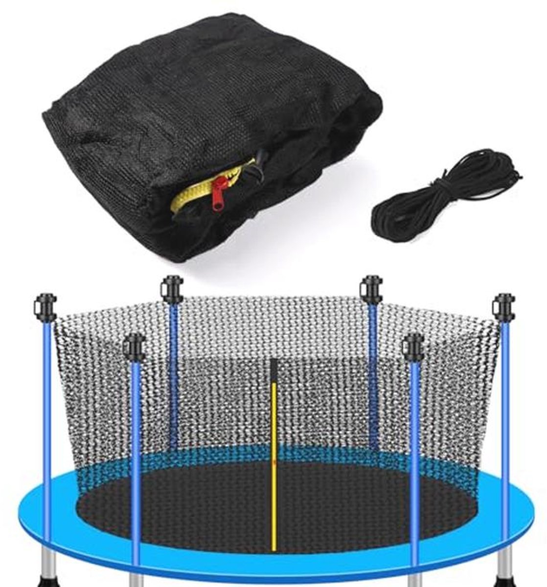 Veiligheidsnet voor trampoline 4,27m met verstelbare riem en dubbele ritssluiting