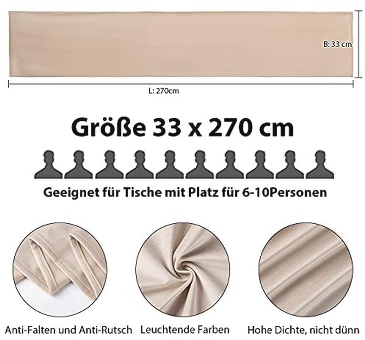 Luxe Tafelloper 33 x 270 cm van Fluweel in Diverse Kleuren voor Feest en Bruiloft