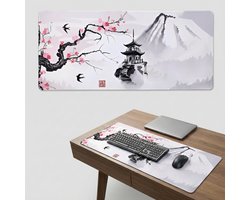 Grote Muismat 80x30 | Gaming Muismat | Wit | XXL | Antislip | Desktop Mat | Computer Mat | Blossom