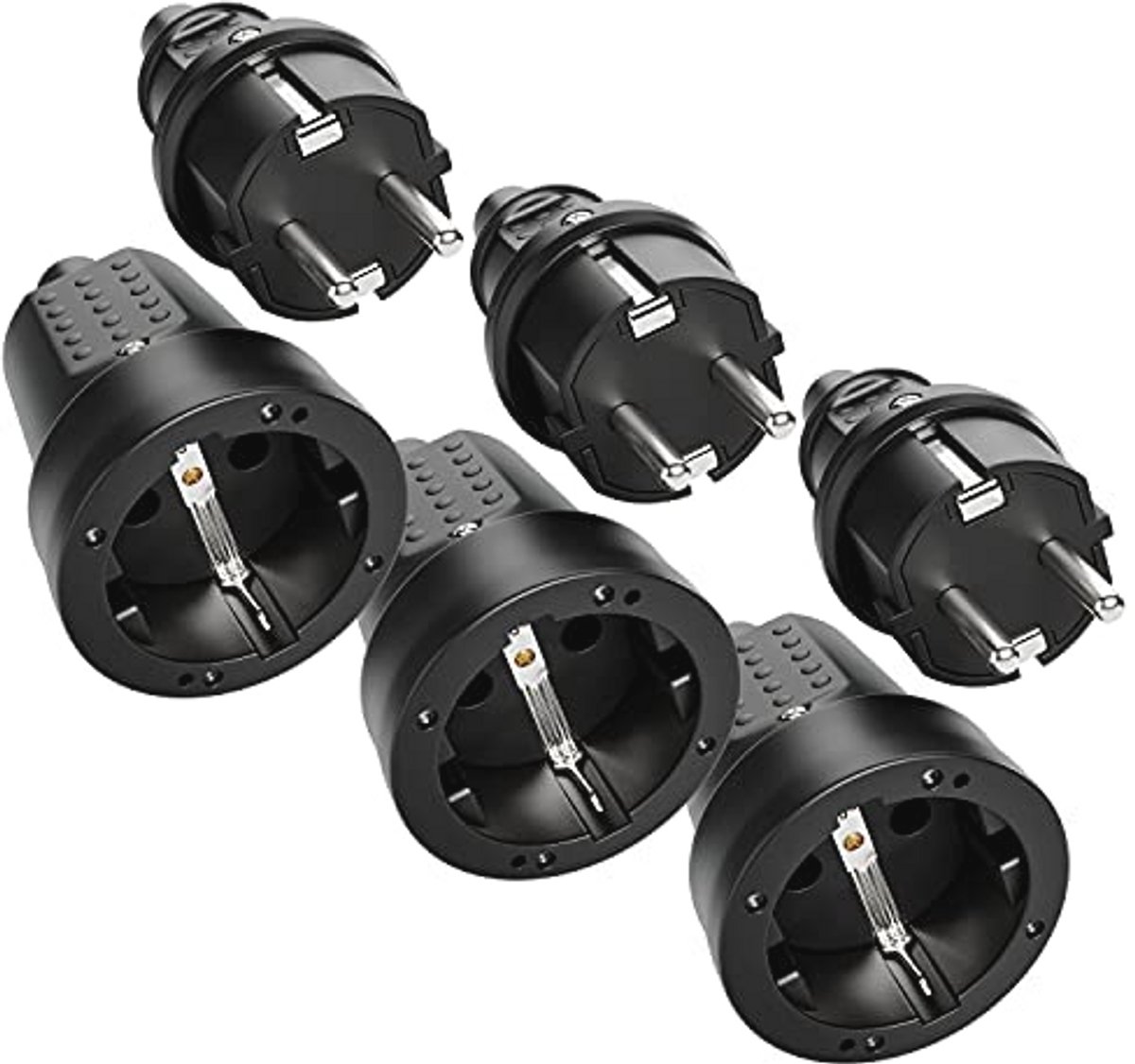 3x elektrische rubberen stekker met knikbescherming voor binnengebruik - 250V, 16A, IP20