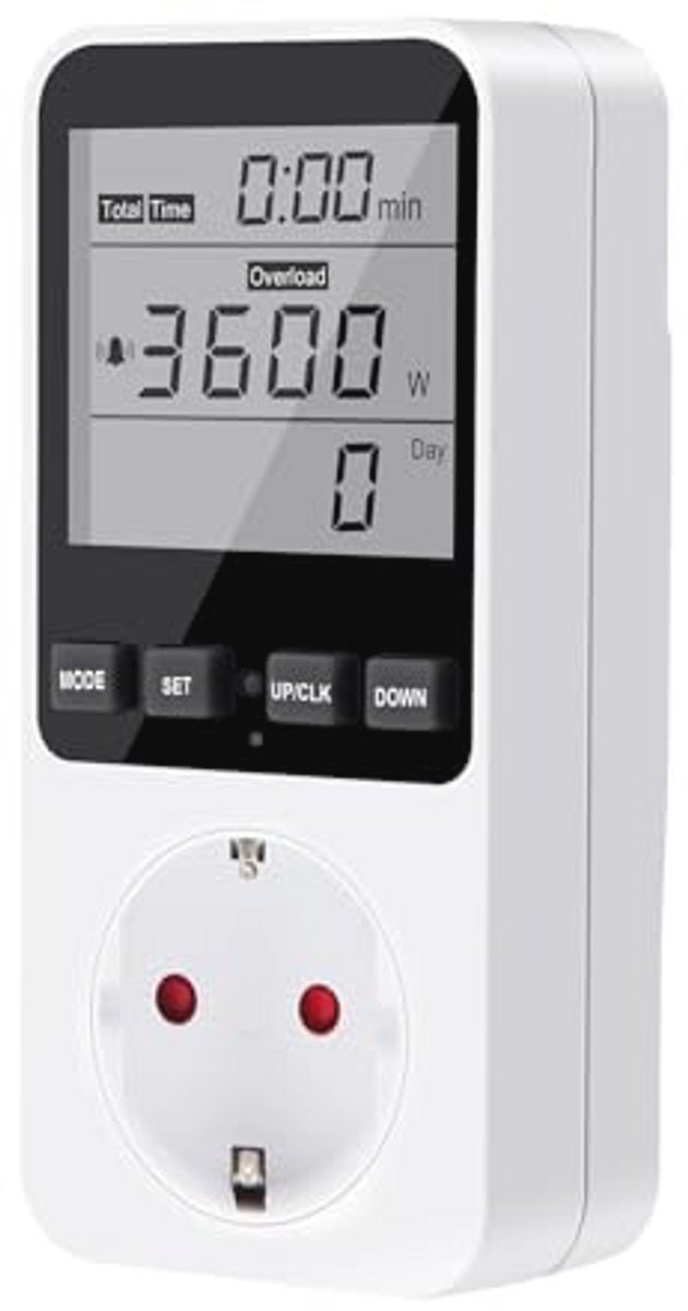 Multifunctionele Energiekostenmeter met Groot LCD Scherm en Overbelastingsalarm