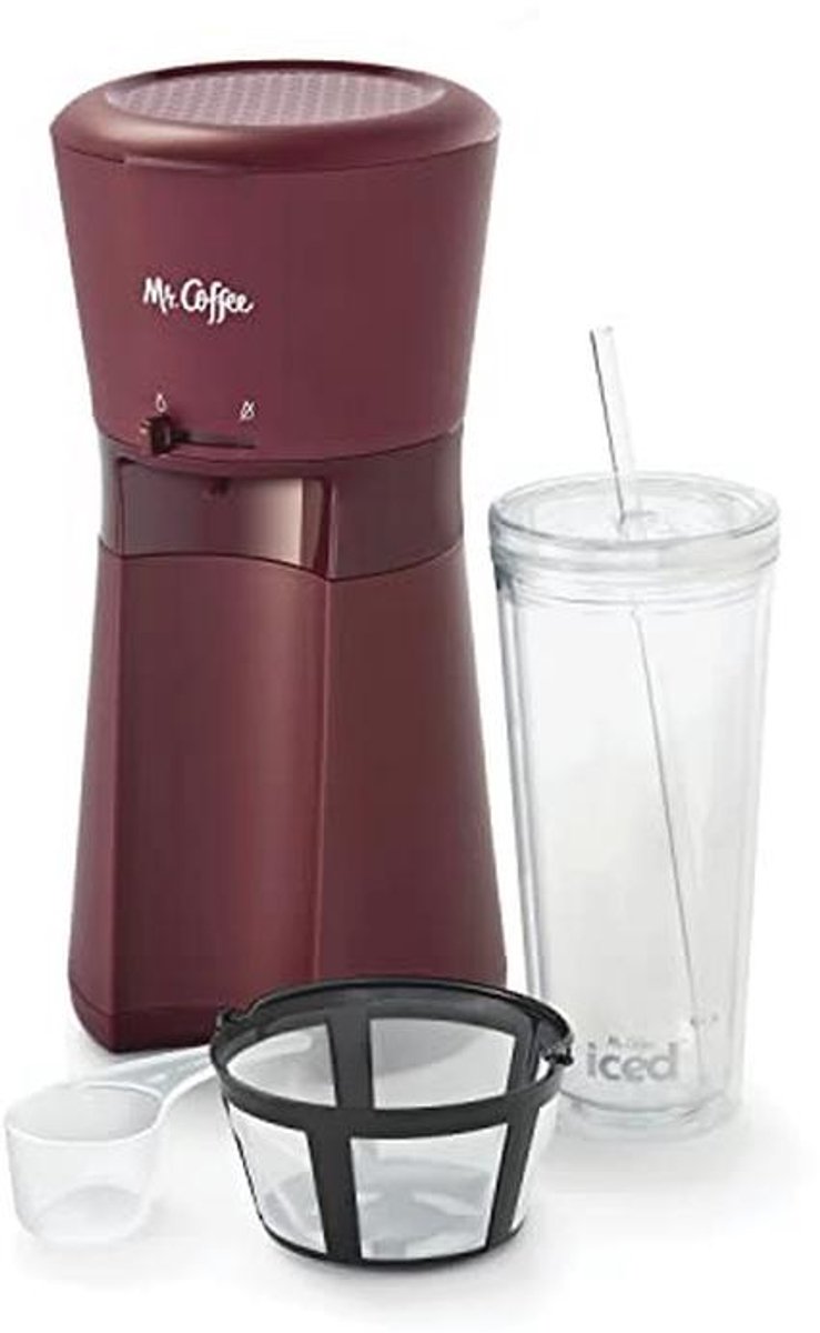 Ijskoffiezetapparaat met herbruikbare beker en koffiefilter