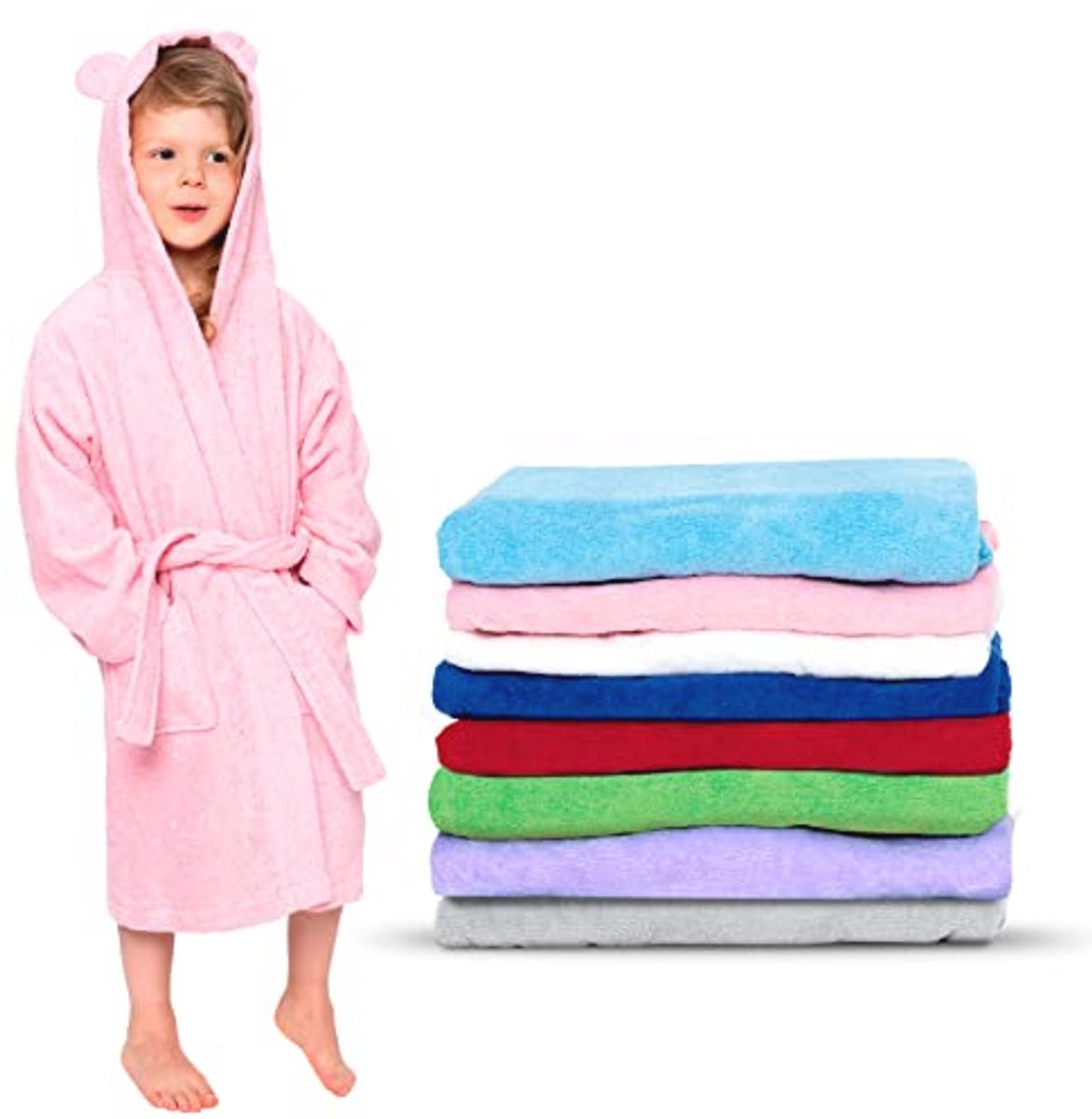 Zachte en Donzige Kinderbadjas met Capuchon - Microvezel 100% Polyester - Oeko-Tex® Gecertificeerd