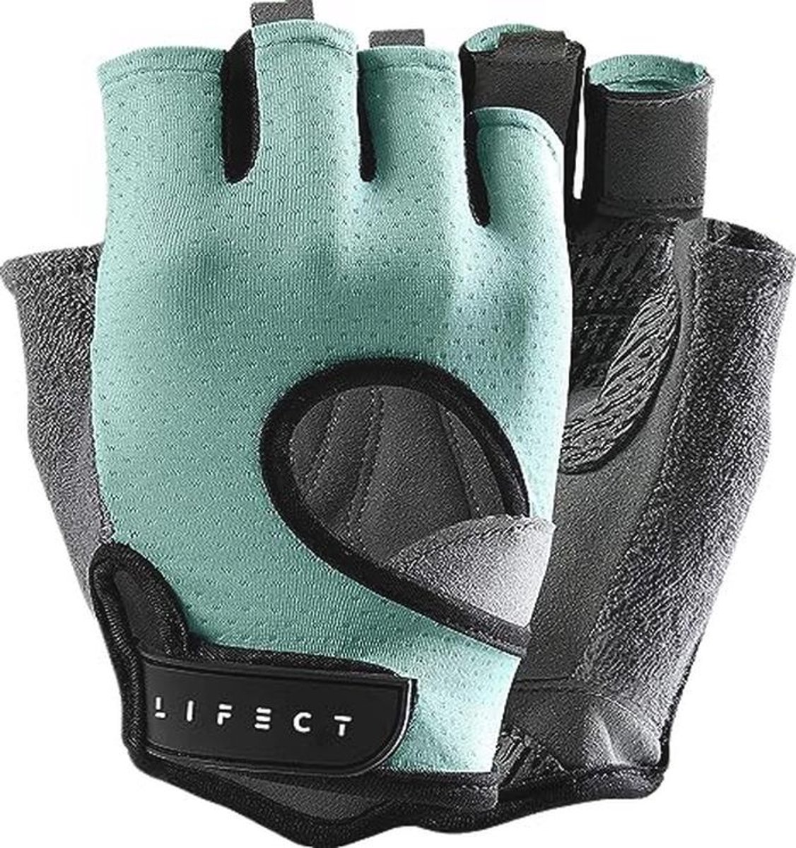 Glofit Freedom Workout Handschoenen, Knuckle Gewichtheffen Shorty Vingerloze Handschoenen met Gebogen Open Rug, voor Powerlifting, Gym, Vrouwen en Mannen (Aqua, XS)